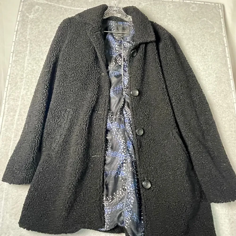 SANCTUARY | Crafted & Tailored Faux Fur‎ Jacket | Size M, women's black - Picture 7 of 12